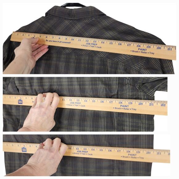 Columbia Men M Omnishade Button Up Shirt Nylon Brown Plaid Vents Roll Tab Sleeve - Picture 4 of 13